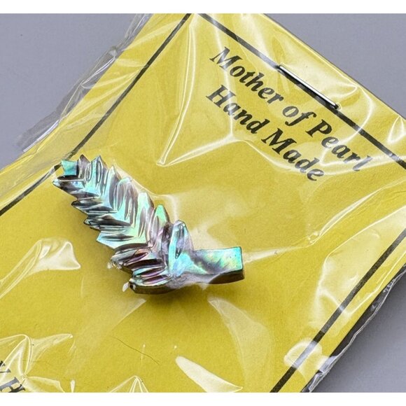 Vintage Mother of Pearl Handcrafted Leaf Pin Brooch Serrv Handicraft West Bank - Picture 2 of 8